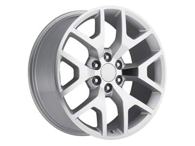 PR169 Silver Machined 6-Lug Wheel; 22x9; 28mm Offset (99-06 Sierra 1500)