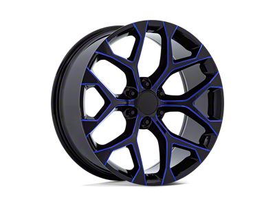 Performance Replicas PR176 Gloss Black Machined with Blue Milling 6-Lug Wheel; 20x9; 24mm Offset (23-24 Canyon)