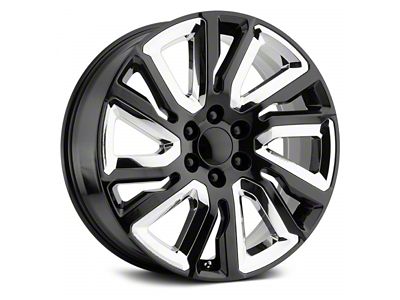 PR202 Gloss Black with Chrome Accents 6-Lug Wheel; 22x9; 28mm Offset (23-25 Canyon)