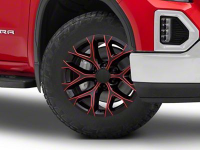 PR177 Gloss Black Red Milled 6-Lug Wheel; 20x9; 24mm Offset (19-25 Sierra 1500)