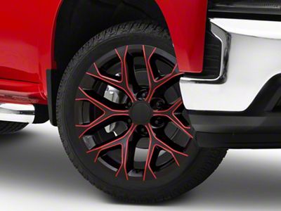 PR177 Gloss Black Red Milled 6-Lug Wheel; 24x10; 24mm Offset (19-25 Silverado 1500)