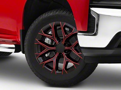 Performance Replicas PR177 Gloss Black Red Milled 6-Lug Wheel; 20x9; 24mm Offset (19-24 Silverado 1500)