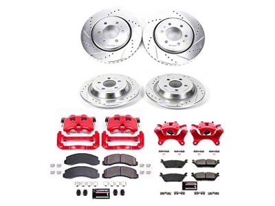 PowerStop Z23 Evolution Sport 6-Lug Brake Rotor, Pad and Caliper Kit; Front and Rear (15-17 F-150 w/ Electric Parking Brake)