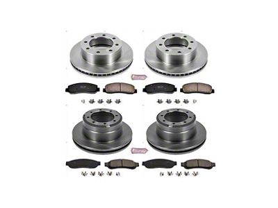 PowerStop OE Replacement 8-Lug Brake Rotor and Pad Kit; Front and Rear (Late 2011 4WD F-350 Super Duty DRW)