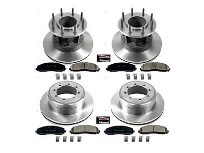 PowerStop OE Replacement 8-Lug Brake Rotor and Pad Kit; Front and Rear (13-16 2WD F-350 Super Duty DRW)