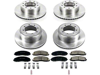 PowerStop OE Replacement 8-Lug Brake Rotor and Pad Kit; Front and Rear (2016 4WD F-350 Super Duty DRW w/ Wide Track Front Suspension)