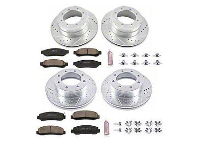 PowerStop Z23 Evolution Sport 8-Lug Brake Rotor and Pad Kit; Front and Rear (Late 2011 4WD F-350 Super Duty DRW)