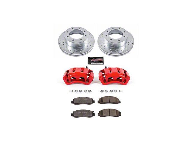 PowerStop Z36 Extreme Truck and Tow 8-Lug Brake Rotor, Pad and Caliper Kit; Front (Late 2011 4WD F-350 Super Duty DRW)