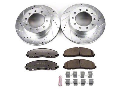 PowerStop Z36 Extreme Truck and Tow 10-Lug Brake Rotor and Pad Kit; Front (2016 4WD F-350 Super Duty w/ Wide Track Front Suspension)