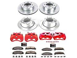 PowerStop Z36 Extreme Truck and Tow 8-Lug Brake Rotor, Pad and Caliper Kit; Front and Rear (13-18 RAM 3500 DRW)