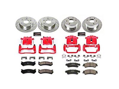 PowerStop Z23 Evolution Sport 6-Lug Brake Rotor, Pad and Caliper Kit; Front and Rear (03-06 Sierra 1500 w/ Single Piston Rear Calipers)