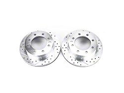 PowerStop Evolution Cross-Drilled and Slotted 8-Lug Rotors; Rear Pair (07-10 Silverado 2500 HD)