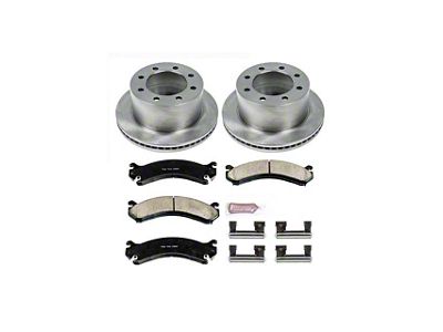 PowerStop OE Replacement 8-Lug Brake Rotor and Pad Kit; Rear (07-10 Silverado 3500 HD DRW)