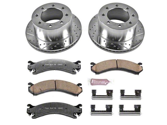 PowerStop Z36 Extreme Truck and Tow 8-Lug Brake Rotor and Pad Kit; Rear (07-10 Silverado 3500 HD DRW)