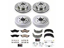 PowerStop OE Replacement 6-Lug Brake Rotor, Drum and Pad Kit; Front and Rear (00-02 Dakota w/ 9-Inch Rear Drum Brakes)