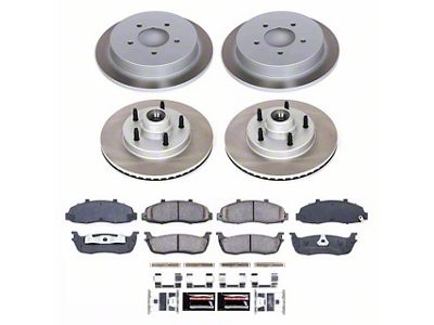 PowerStop Semi-Coated 5-Lug Brake Rotor and Pad Kit; Front and Rear (99-Early 00 2WD F-150 w/ Rear Disc Brakes, Excluding Lightning)