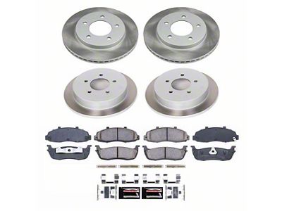 PowerStop Semi-Coated 5-Lug Brake Rotor and Pad Kit; Front and Rear (Late 00-03 4WD F-150 w/ Rear Disc Brakes)