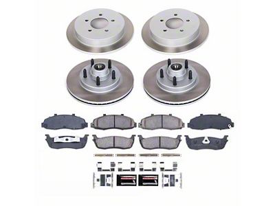 PowerStop Semi-Coated 5-Lug Brake Rotor and Pad Kit; Front and Rear (Late 00-03 2WD F-150 w/ Rear Disc Brakes, Excluding Lightning)