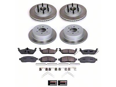 PowerStop Semi-Coated 6-Lug Brake Rotor and Pad Kit; Front and Rear (04-08 2WD F-150)