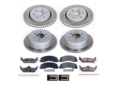 PowerStop Semi-Coated 6-Lug Brake Rotor and Pad Kit; Front and Rear (10-11 F-150)