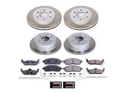 PowerStop Semi-Coated 6-Lug Brake Rotor and Pad Kit; Front and Rear (2009 F-150)