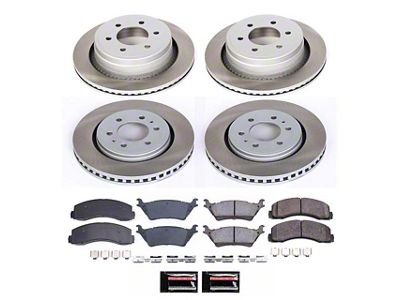 PowerStop Semi-Coated 6-Lug Brake Rotor and Pad Kit; Front and Rear (12-14 F-150; 15-17 F-150 w/ Manual Parking Brake; 17-18 F-150 Raptor)