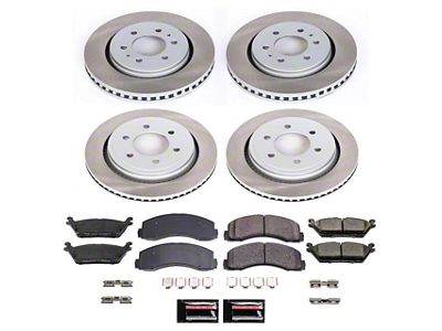 PowerStop Semi-Coated 6-Lug Brake Rotor and Pad Kit; Front and Rear (15-17 F-150 w/ Electric Parking Brake)