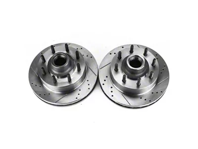 PowerStop Evolution Cross-Drilled and Slotted 8-Lug Rotors; Front Pair (99-02 2WD F-250 Super Duty w/ 4-Wheel ABS)