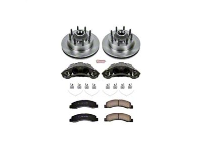 PowerStop OE Replacement 8-Lug Brake Rotor, Pad and Caliper Kit; Front (03-04 2WD F-250 Super Duty)