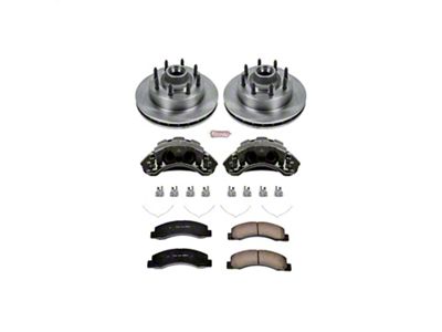 PowerStop OE Replacement 8-Lug Brake Rotor, Pad and Caliper Kit; Front (99-02 2WD F-250 Super Duty w/ 4-Wheel ABS)