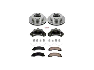 PowerStop OE Replacement 8-Lug Brake Rotor, Pad and Caliper Kit; Front (Late 99-04 4WD F-250 Super Duty)