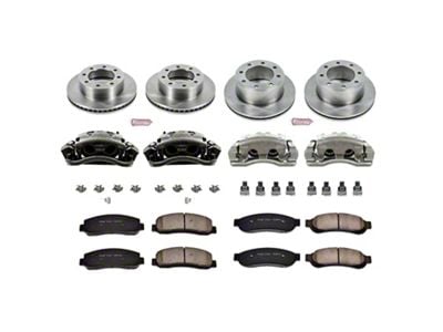 PowerStop OE Replacement 8-Lug Brake Rotor, Pad and Caliper Kit; Front and Rear (05-Early 07 4WD F-250 Super Duty)