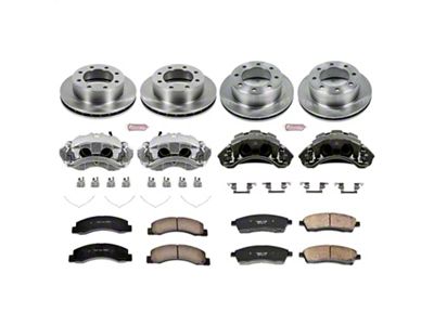 PowerStop OE Replacement 8-Lug Brake Rotor, Pad and Caliper Kit; Front and Rear (Late 99-Early 00 4WD F-250 Super Duty)