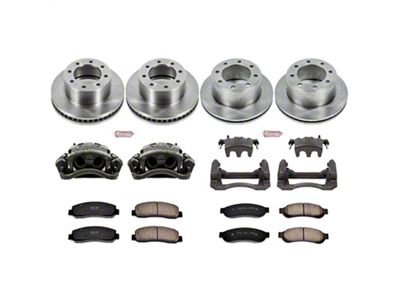 PowerStop OE Replacement 8-Lug Brake Rotor, Pad and Caliper Kit; Front and Rear (09-Early 10 4WD F-250 Super Duty)