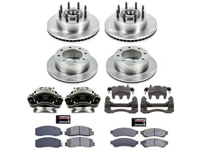 PowerStop OE Replacement 8-Lug Brake Rotor, Pad and Caliper Kit; Front and Rear (09-Early 10 2WD F-250 Super Duty)