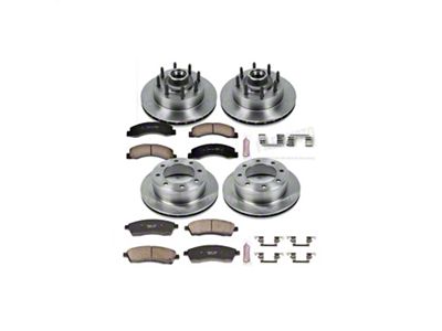 PowerStop OE Replacement 8-Lug Brake Rotor and Pad Kit; Front and Rear (99-01 2WD F-250 Super Duty w/ Rear Wheel ABS)