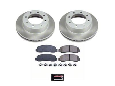 PowerStop Semi-Coated 8-Lug Brake Rotor and Pad Kit; Front (05-08 4WD F-250 Super Duty)