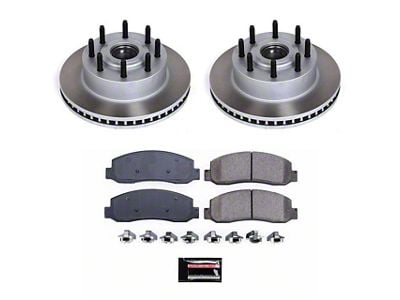 PowerStop Semi-Coated 8-Lug Brake Rotor and Pad Kit; Front (Late 07-08 2WD F-250 Super Duty)