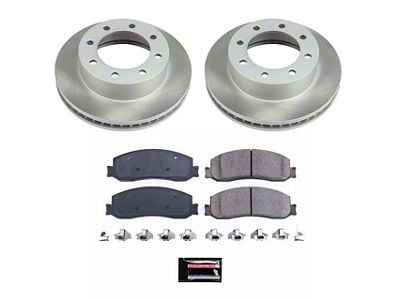 PowerStop Semi-Coated 8-Lug Brake Rotor and Pad Kit; Front (2012 4WD F-250 Super Duty)