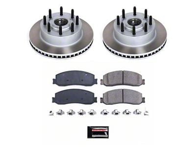 PowerStop Semi-Coated 8-Lug Brake Rotor and Pad Kit; Front (2012 2WD F-250 Super Duty)