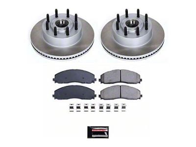 PowerStop Semi-Coated 8-Lug Brake Rotor and Pad Kit; Front (13-22 2WD F-250 Super Duty)