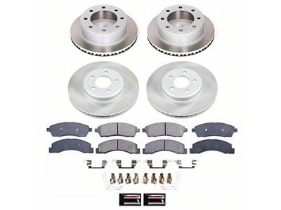 PowerStop Semi-Coated 8-Lug Brake Rotor and Pad Kit; Front and Rear (Late 99-04 4WD F-250 Super Duty)