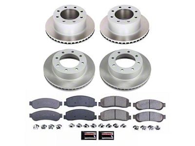 PowerStop Semi-Coated 8-Lug Brake Rotor and Pad Kit; Front and Rear (Late 07-08 4WD F-250 Super Duty)