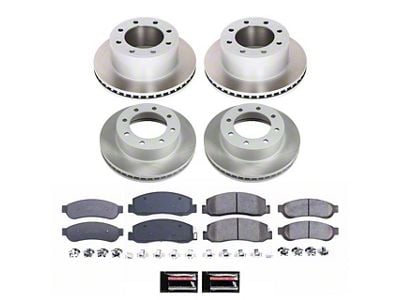 PowerStop Semi-Coated 8-Lug Brake Rotor and Pad Kit; Front and Rear (09-Early 10 4WD F-250 Super Duty)