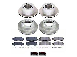 PowerStop Semi-Coated 8-Lug Brake Rotor and Pad Kit; Front and Rear (Late 10-11 4WD F-250 Super Duty)