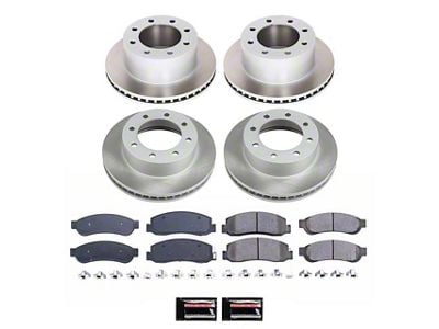 PowerStop Semi-Coated 8-Lug Brake Rotor and Pad Kit; Front and Rear (Late 10-11 4WD F-250 Super Duty)