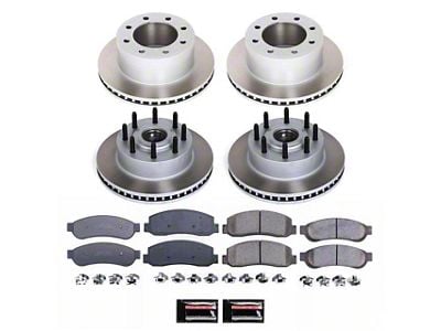 PowerStop Semi-Coated 8-Lug Brake Rotor and Pad Kit; Front and Rear (Late 07-08 2WD F-250 Super Duty)