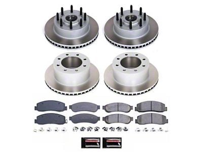 PowerStop Semi-Coated 8-Lug Brake Rotor and Pad Kit; Front and Rear (09-Early 10 2WD F-250 Super Duty)