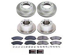 PowerStop Semi-Coated 8-Lug Brake Rotor and Pad Kit; Front and Rear (2012 4WD F-250 Super Duty)