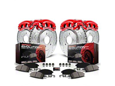 PowerStop Z23 Evolution Sport 8-Lug Brake Rotor, Pad and Caliper Kit; Front and Rear (99-Early 00 2WD F-250 Super Duty w/ Rear Wheel ABS)